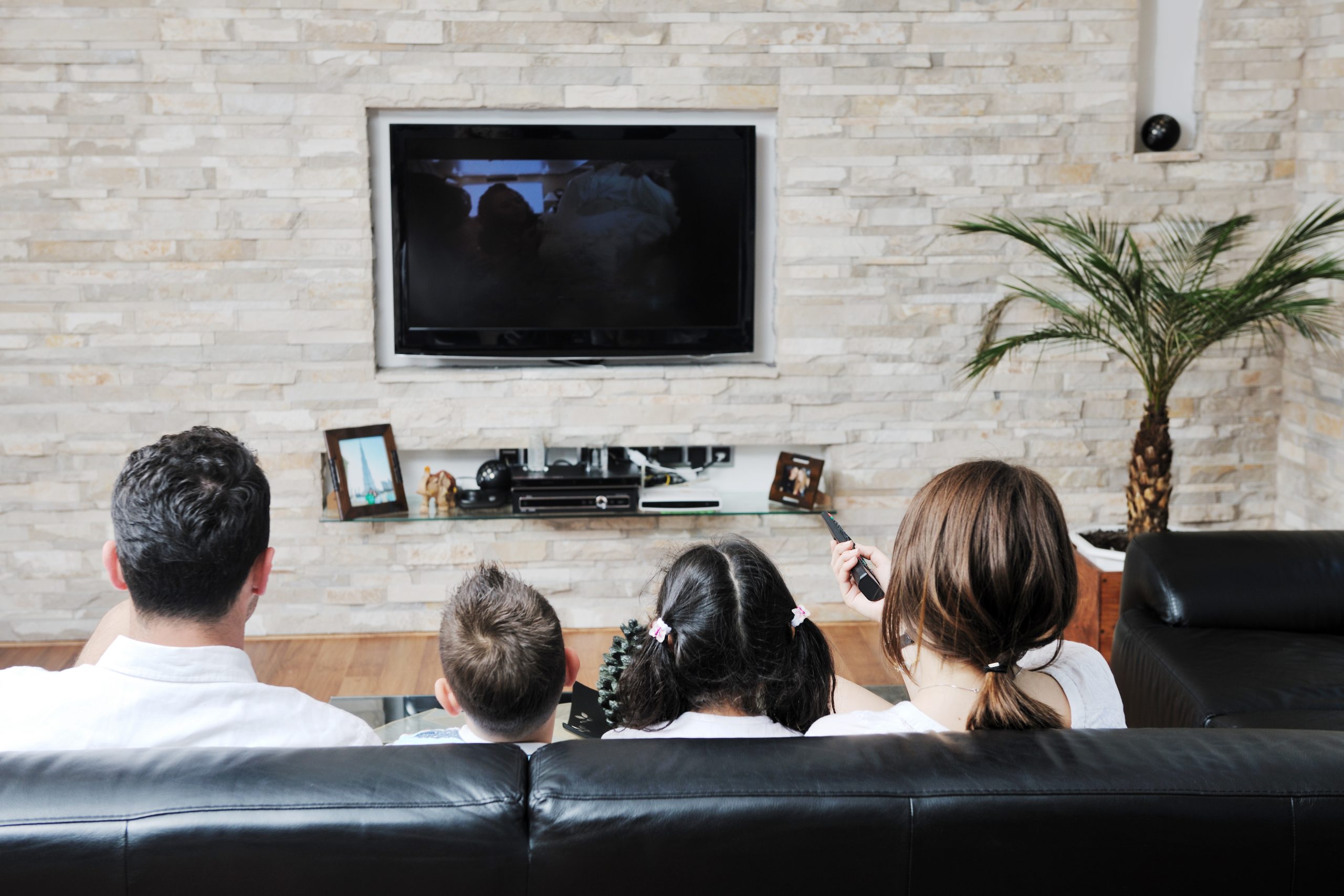 Family watching TV